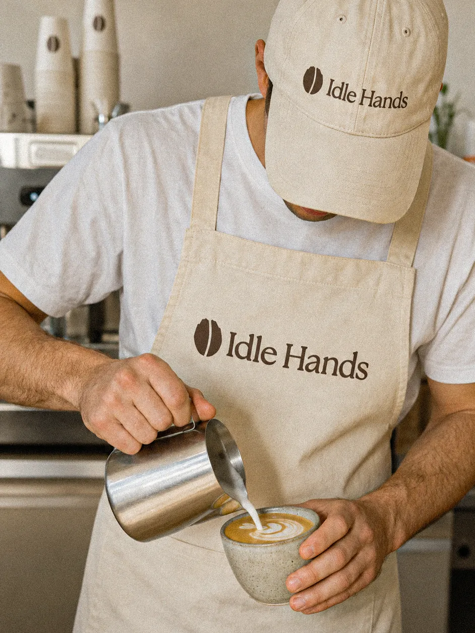 Idle Hands apron and cap