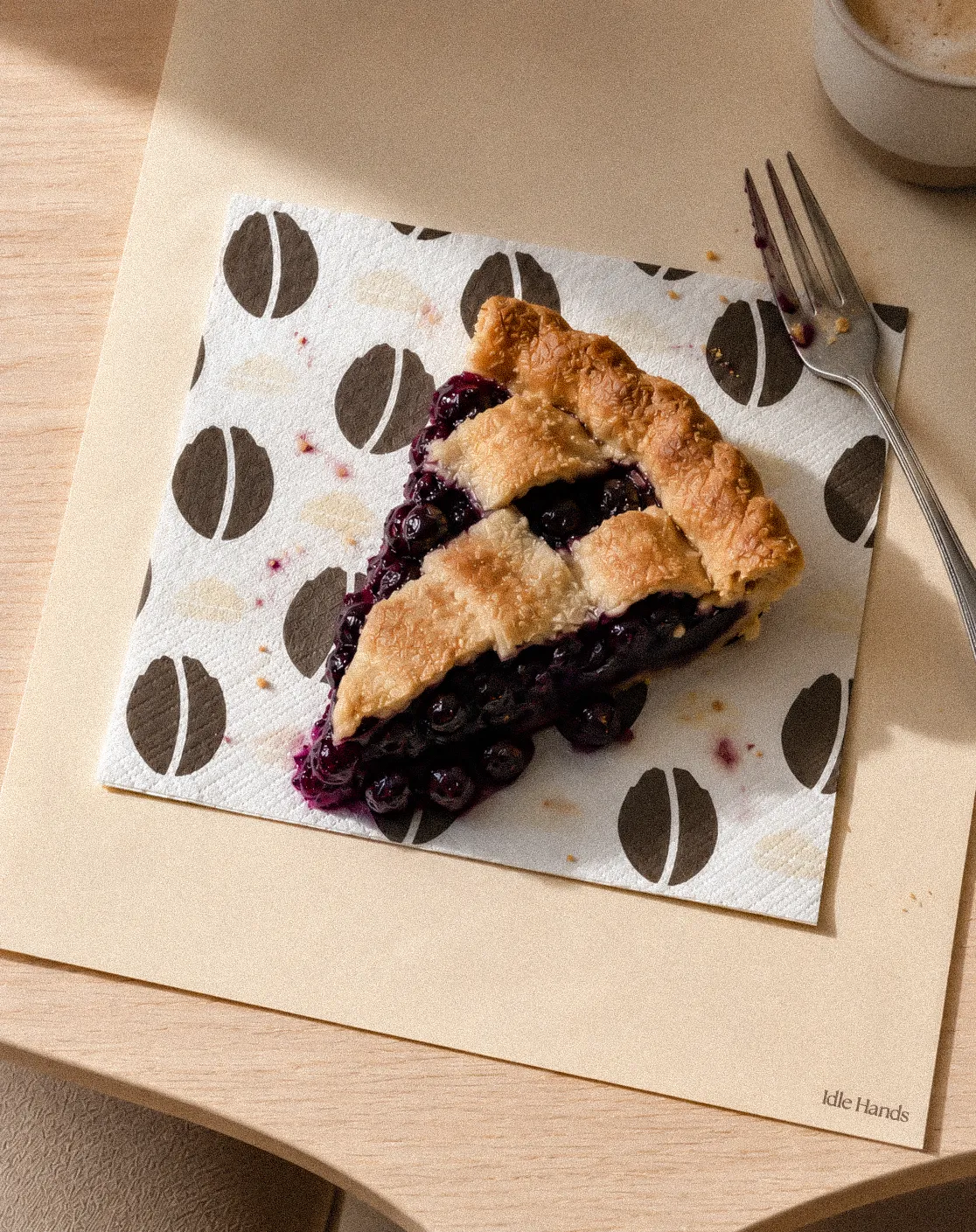 Idle Hands pie and napkin